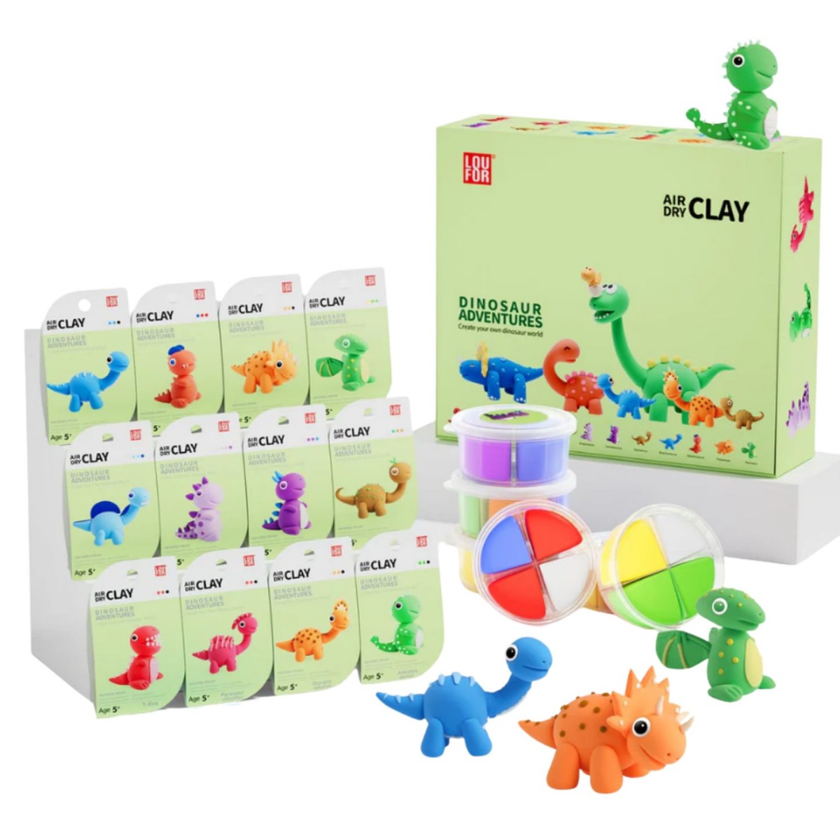 مجموعة من 12 حبة صلصال تشكيلي يجف بالهواء Dinosaur