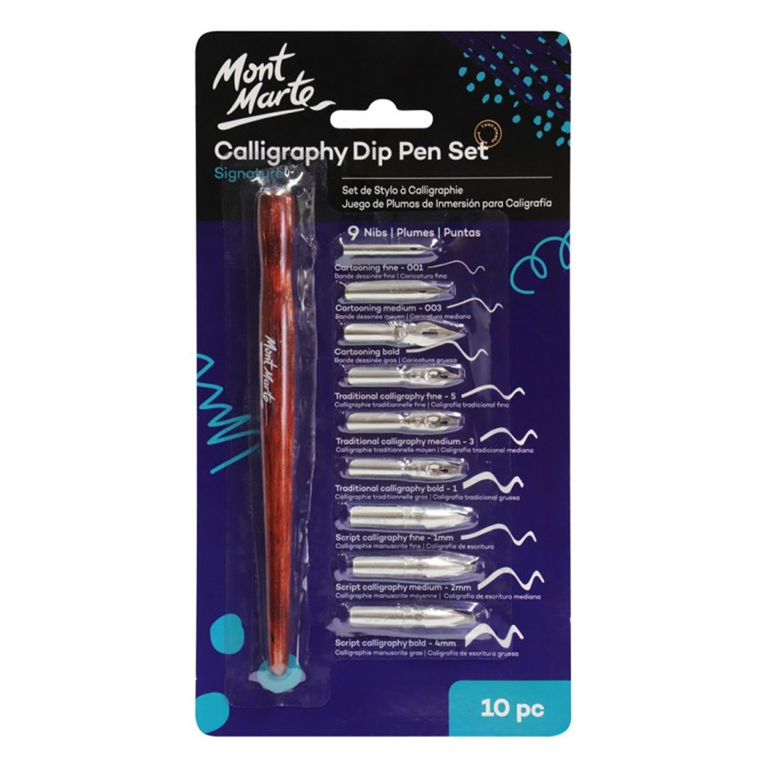 Mont marte calligraphy dip pen set - 9 nib mmca0007