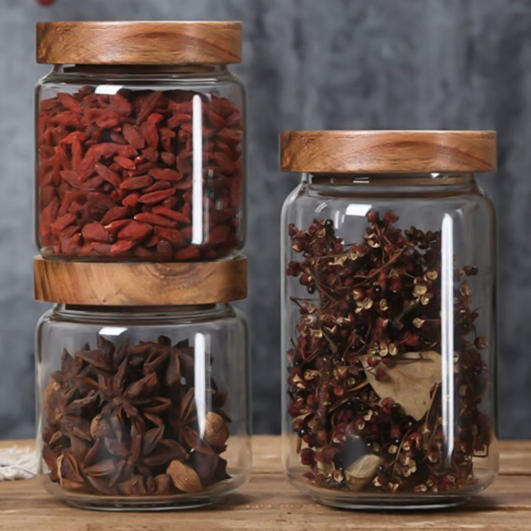 وعاء زجاجي لحفظ حبوب القهوة متعدد المقاسات