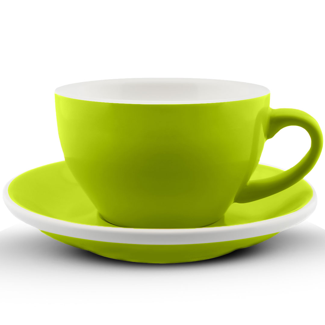 Coffee ceramic cup with plate 350ml pistachio