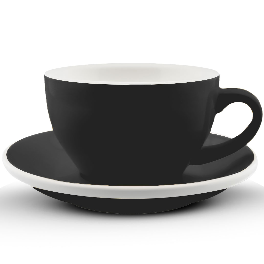 Coffee ceramic cup with plate 350ml matt black