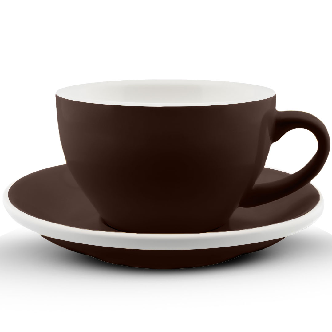 Coffee Espresso ceramic cup with plate 350ml matt brown