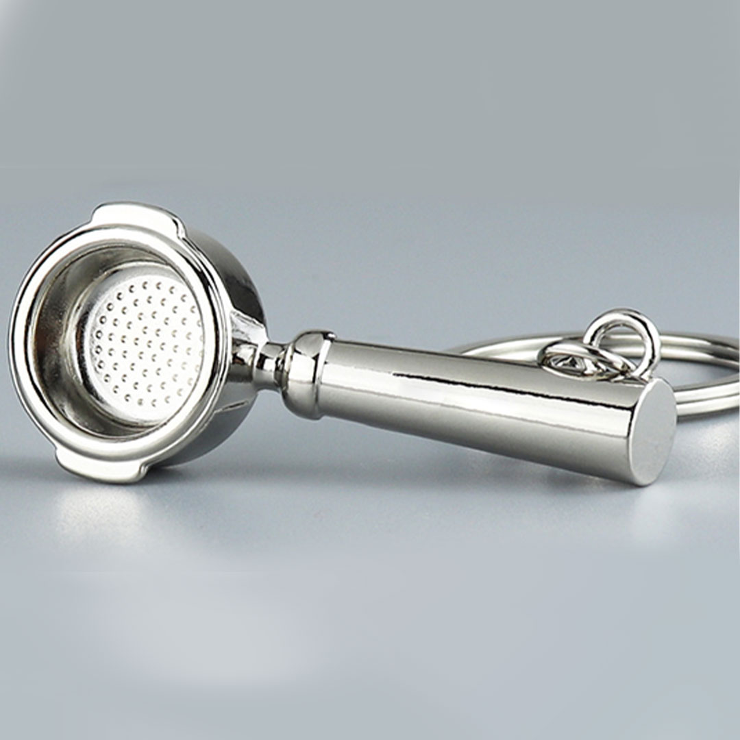 Coffee keychain naked portafilter silver