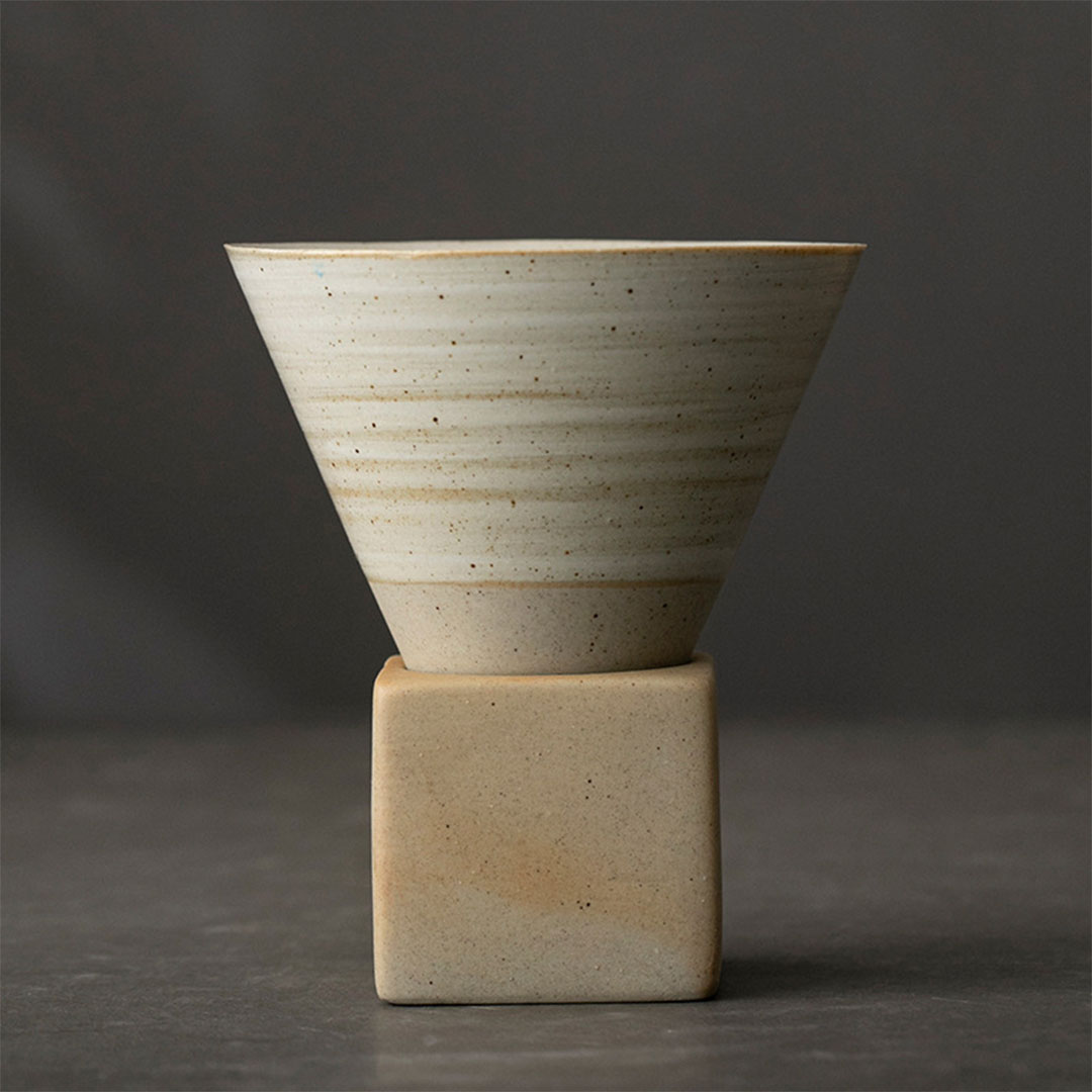 Coffee ceramic cup with holder white 150 ml-KR012608
