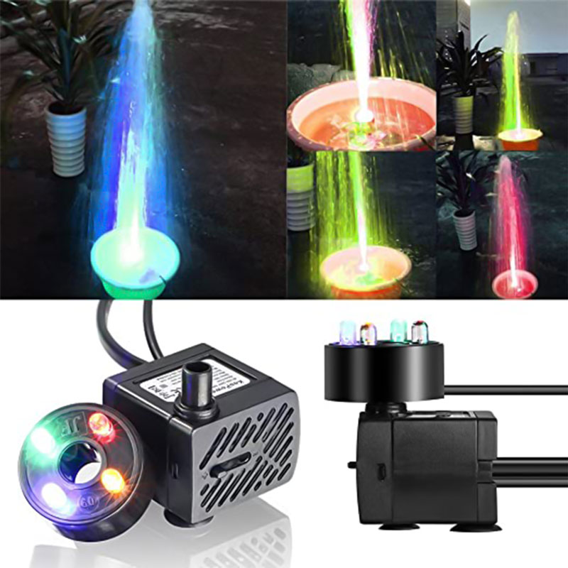 مضخة ماء صغيرة مع انارة تعمل على يو اس بي