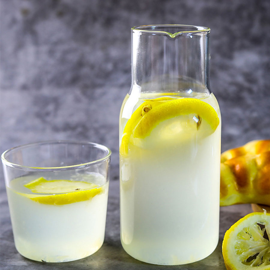 Juice and cold drink glass bottle with cup 550ml G-1415