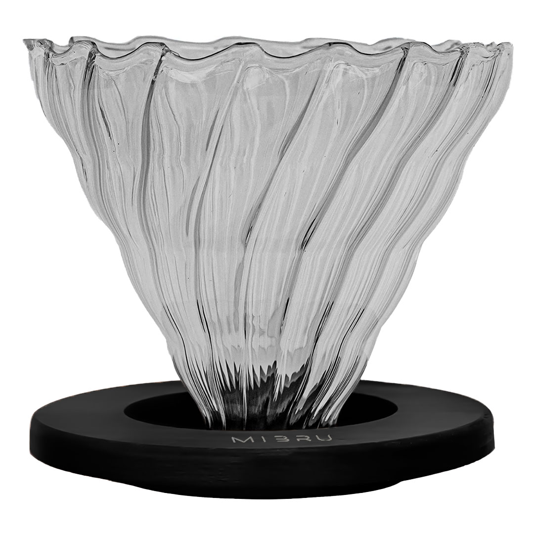 قمع تقطير قهوة زجاجي مقاس 02 لون اسود مع حلقة 