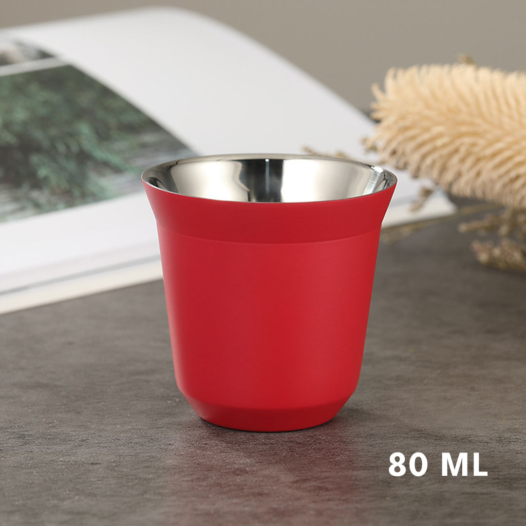 Coffee cup vacuum stainless stee  80ml red 