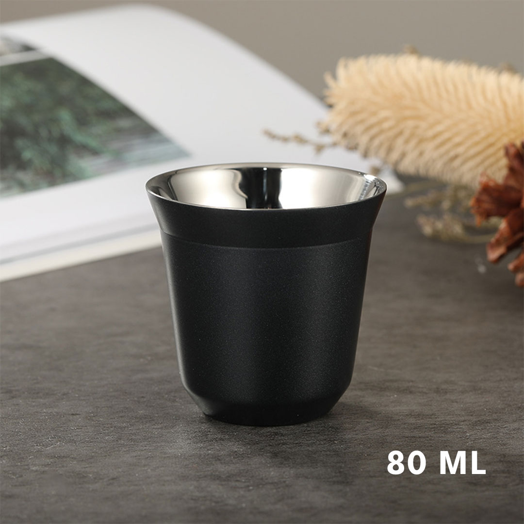 Coffee cup vacuum stainless stee  80ml black