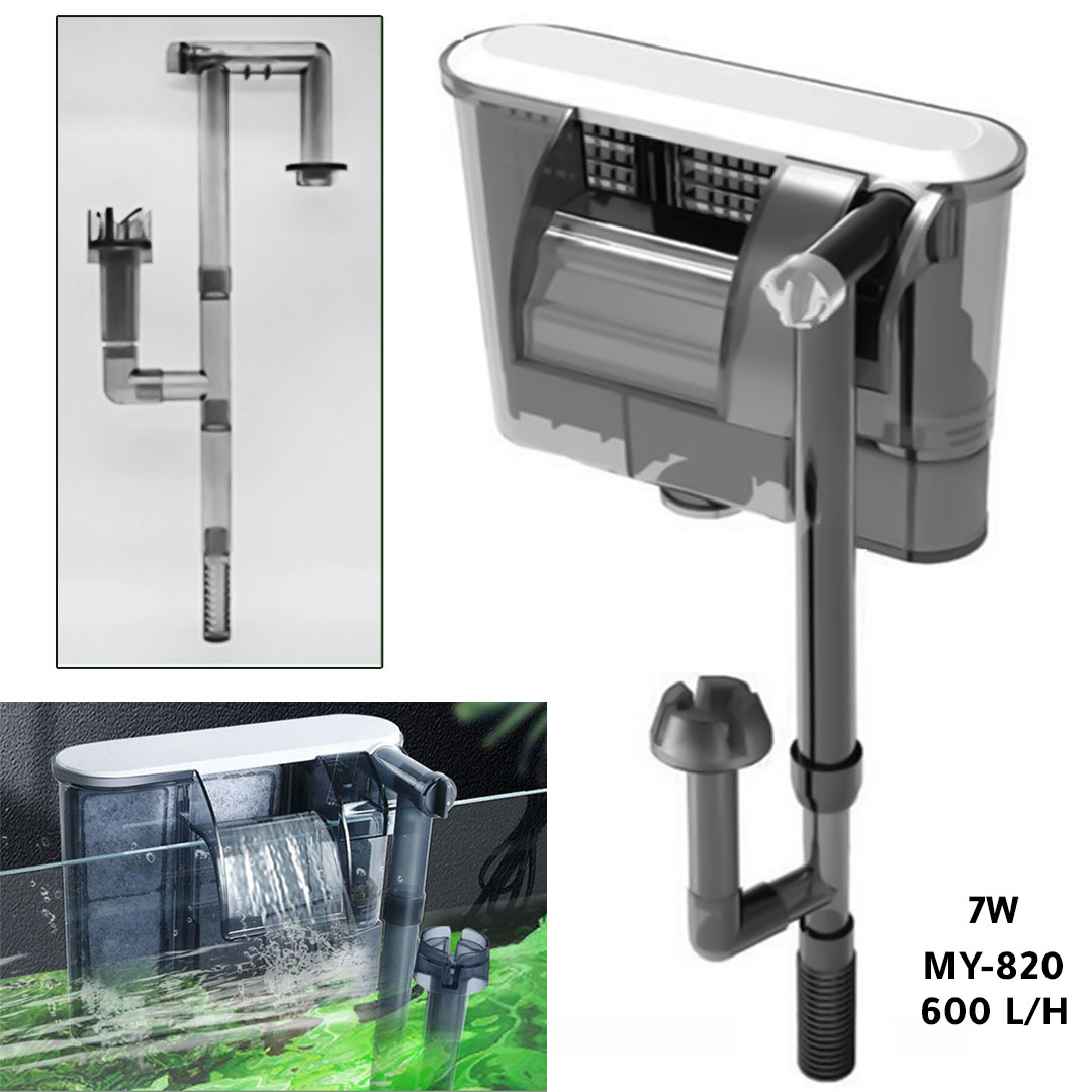 فلتر شلال كربوني مع شفاط تنظيف سطح الماء بقوة 7 وات