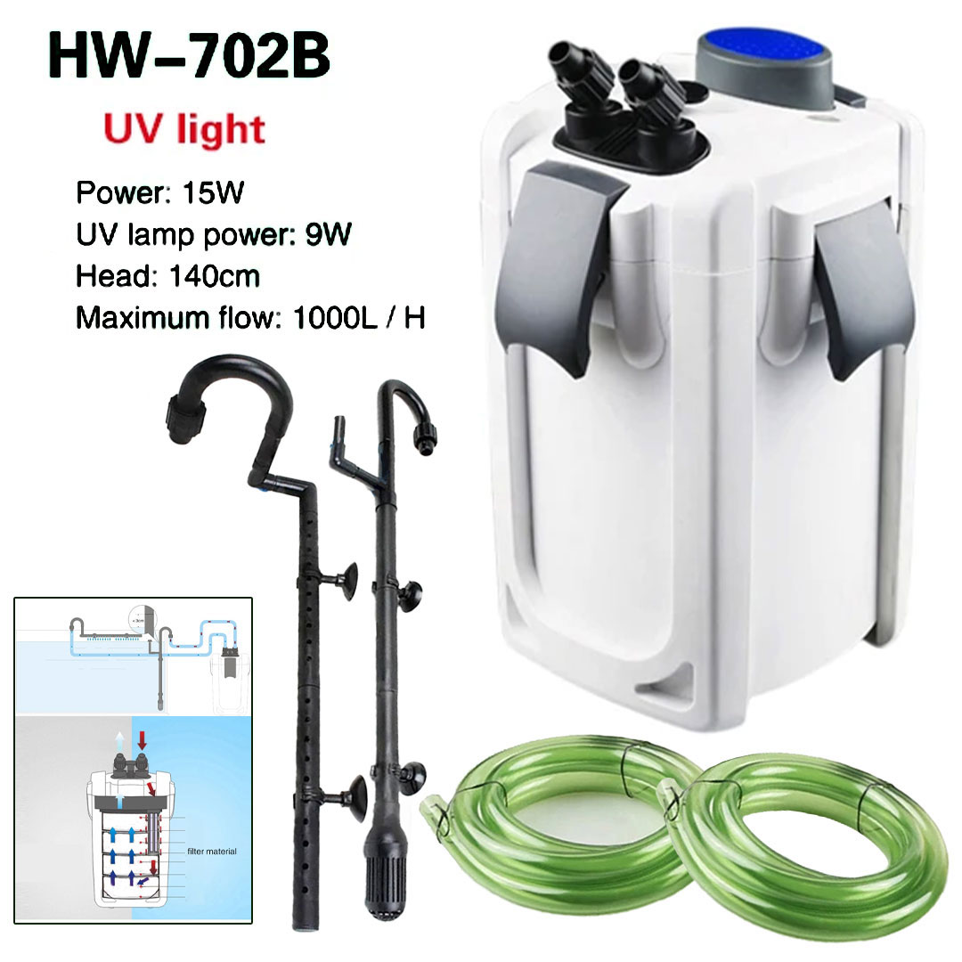 فلتر خارجي كانيستر لاحواض اسماك الزينة 15 وات 1000 لتر في الساعة مع UV تعقيم 9 وات
