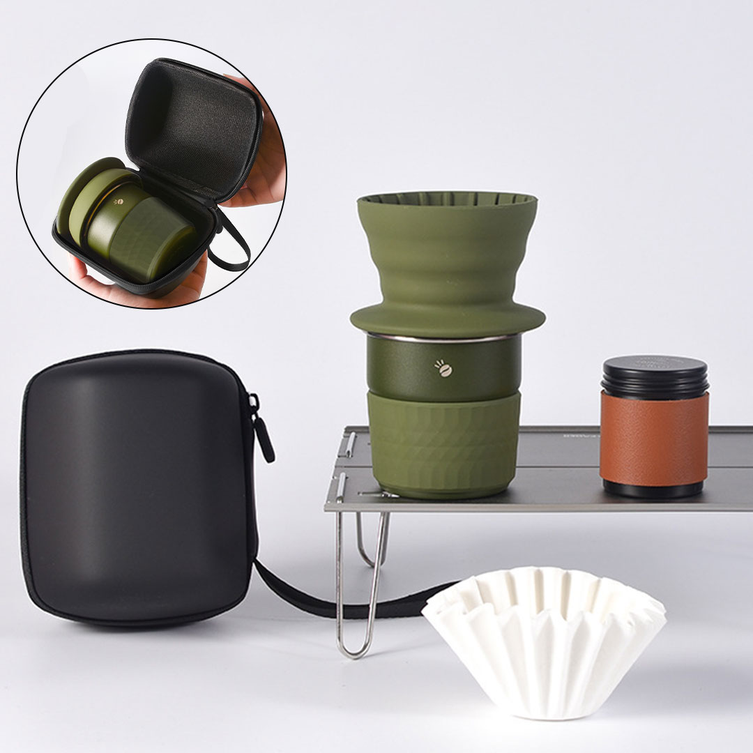 Coffee personal drip set foldable with bag J-1025