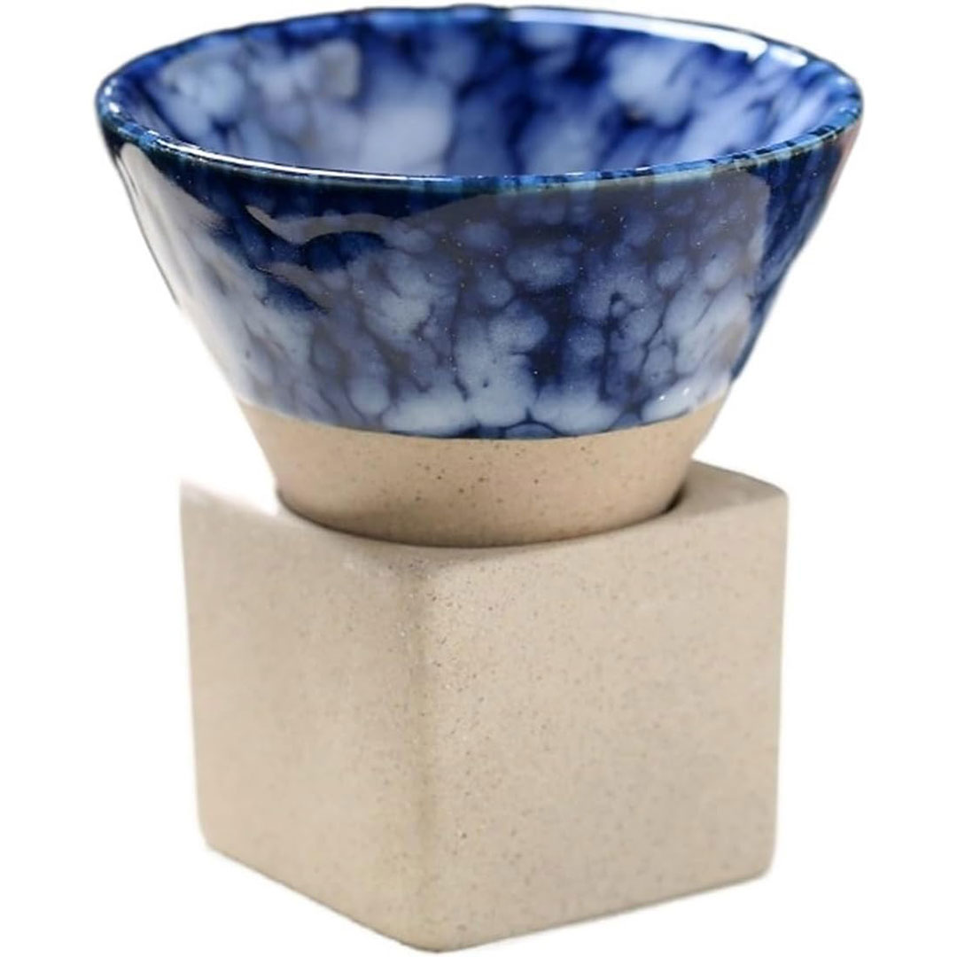Coffee ceramic cup with holder blue  200ml J-1775