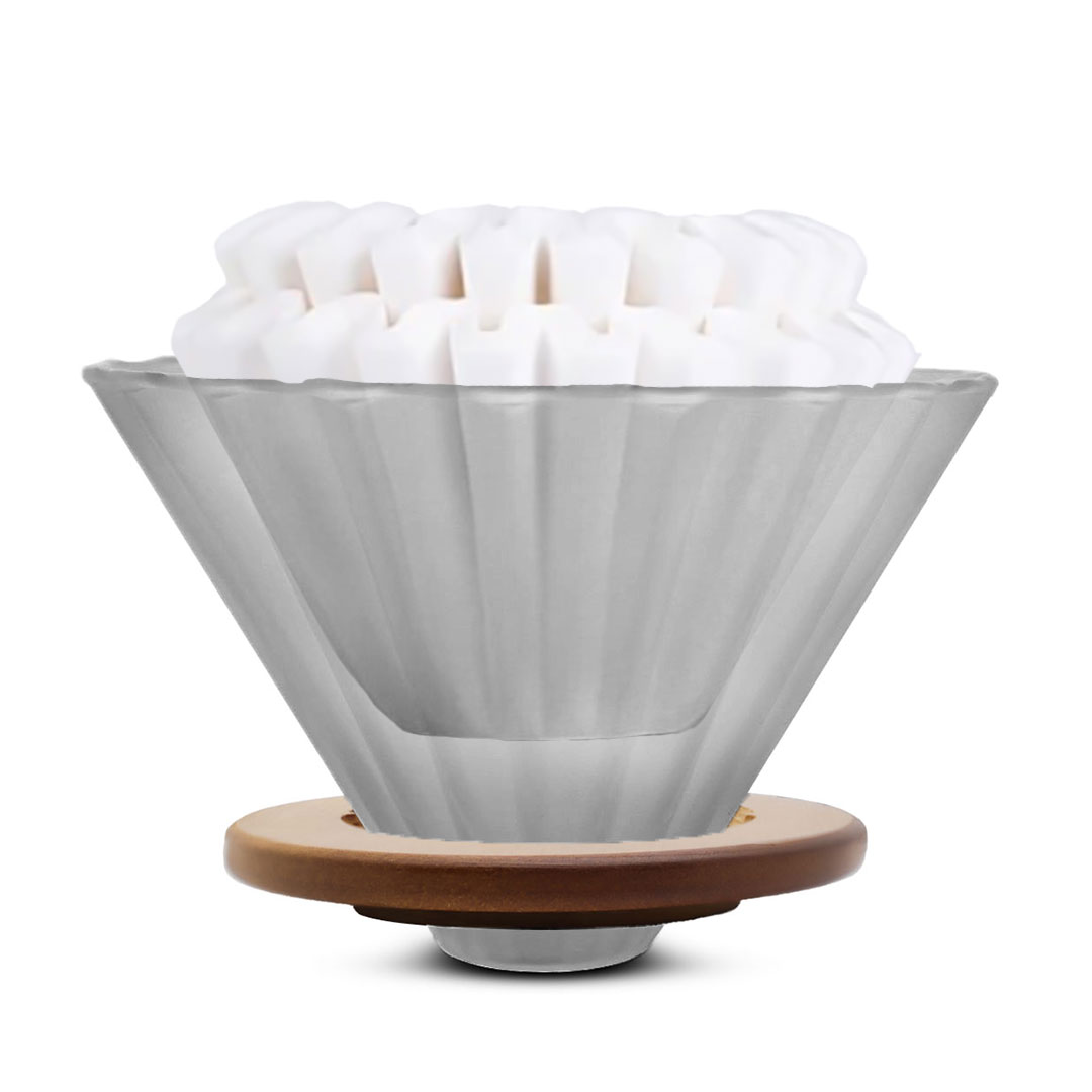 قمع تقطير قهوة زجاجي اسود دخاني مقاس 1-2 كوب مع فلاتر 155 عدد 30 حبة