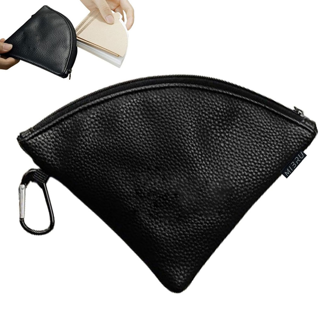 حقيبة جلدية لفلاتر القهوة الورقية من ميبرو لون اسود