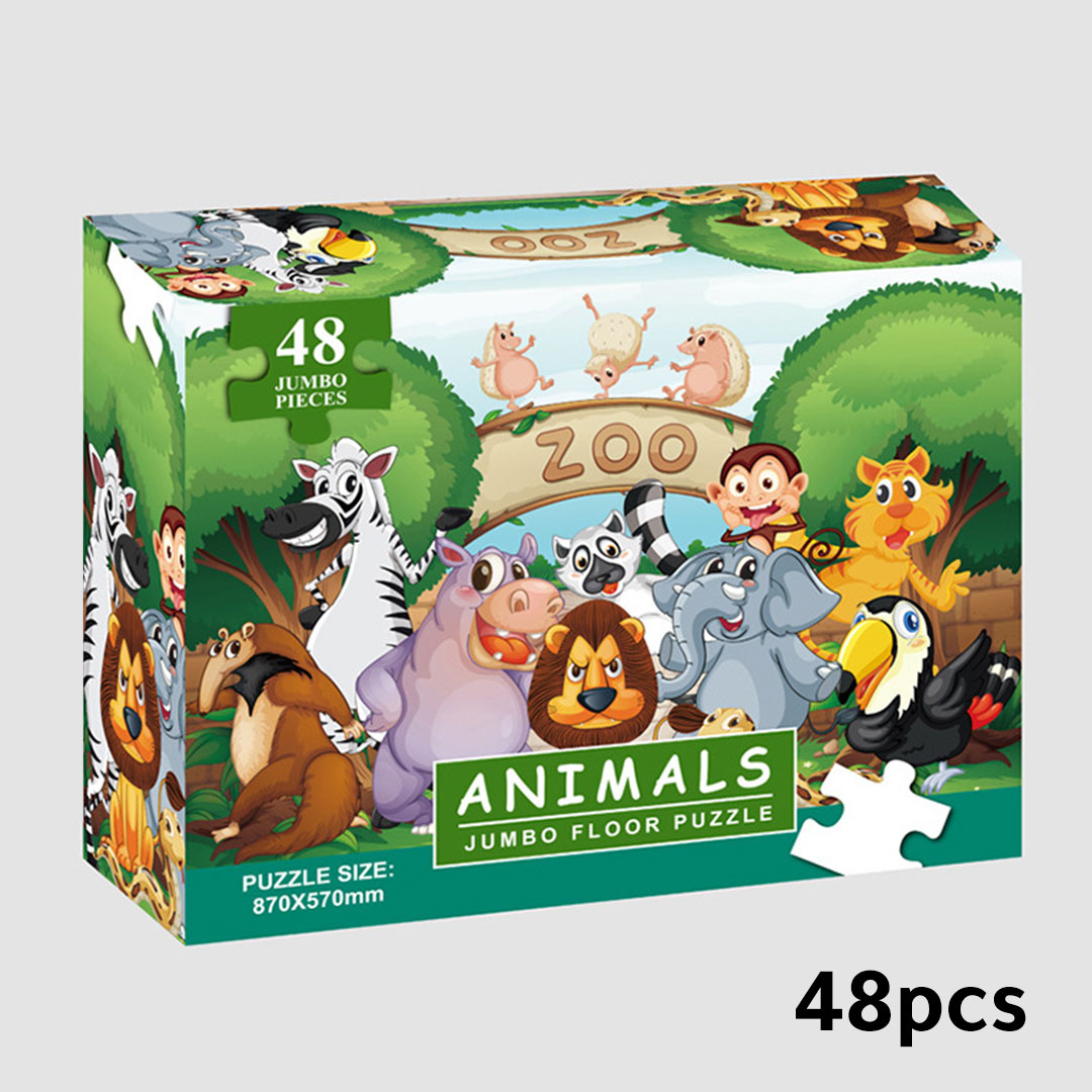 بزل جامبو بقطع كبيرة حديقة الحيوانات 48 قطعة للاطفال الصغار