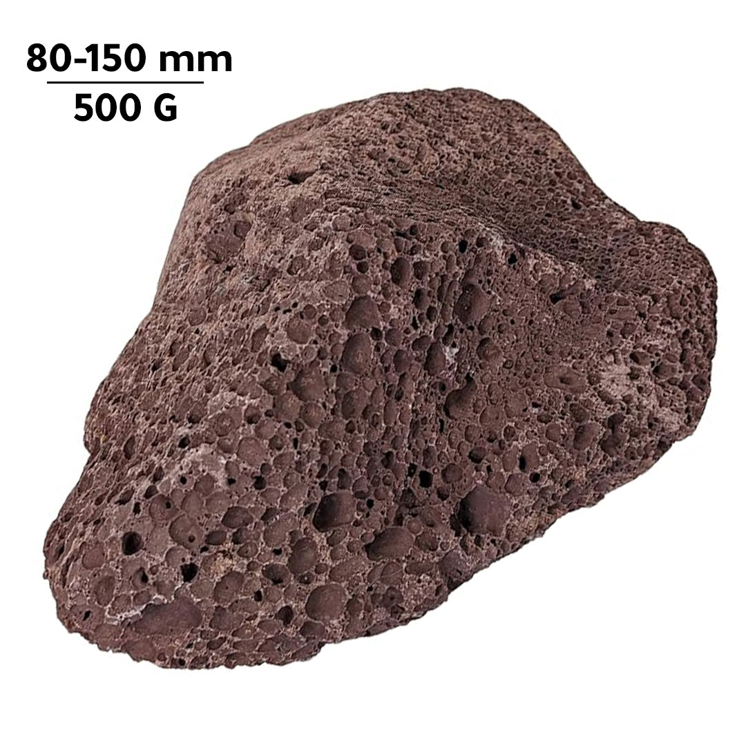 حجر بركاني احمر مقاس 80-150mm 500جرام
