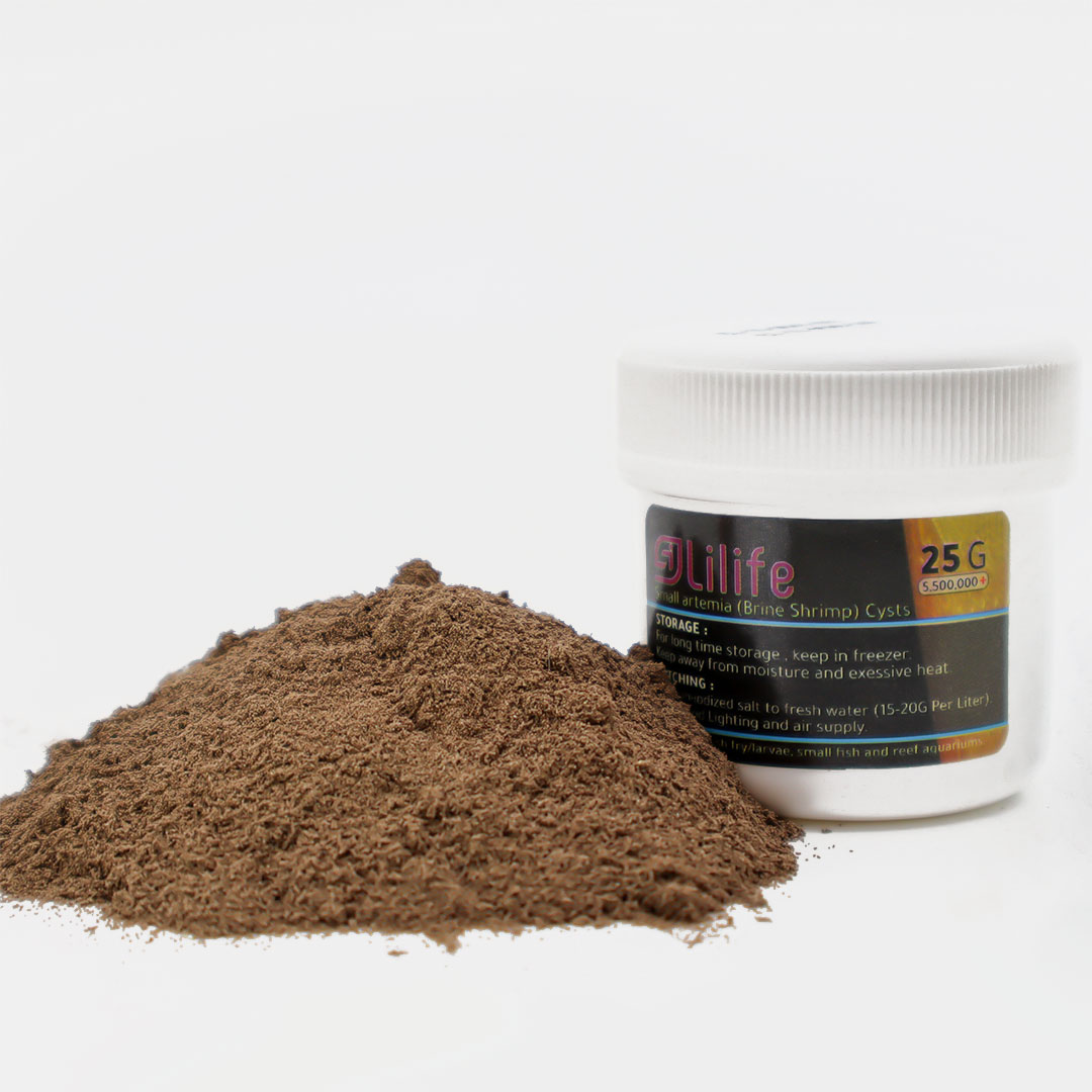 طعام الاسماك بيوض الارتيميا الصغيرة ( براين شرمب ) القابلة للتفقيس 25 جرام