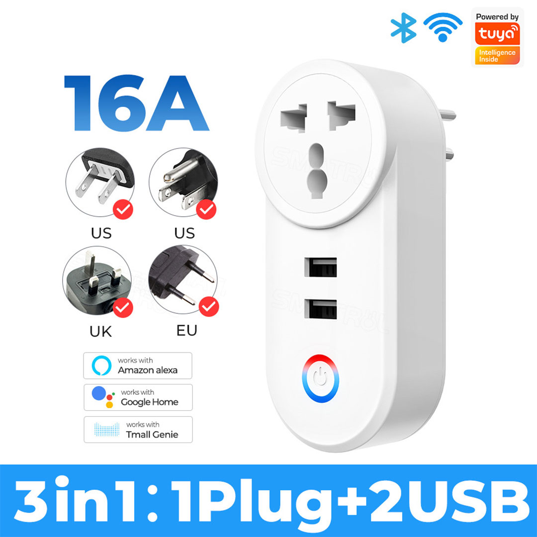 Smart home 16A wifi plug with 2X USB