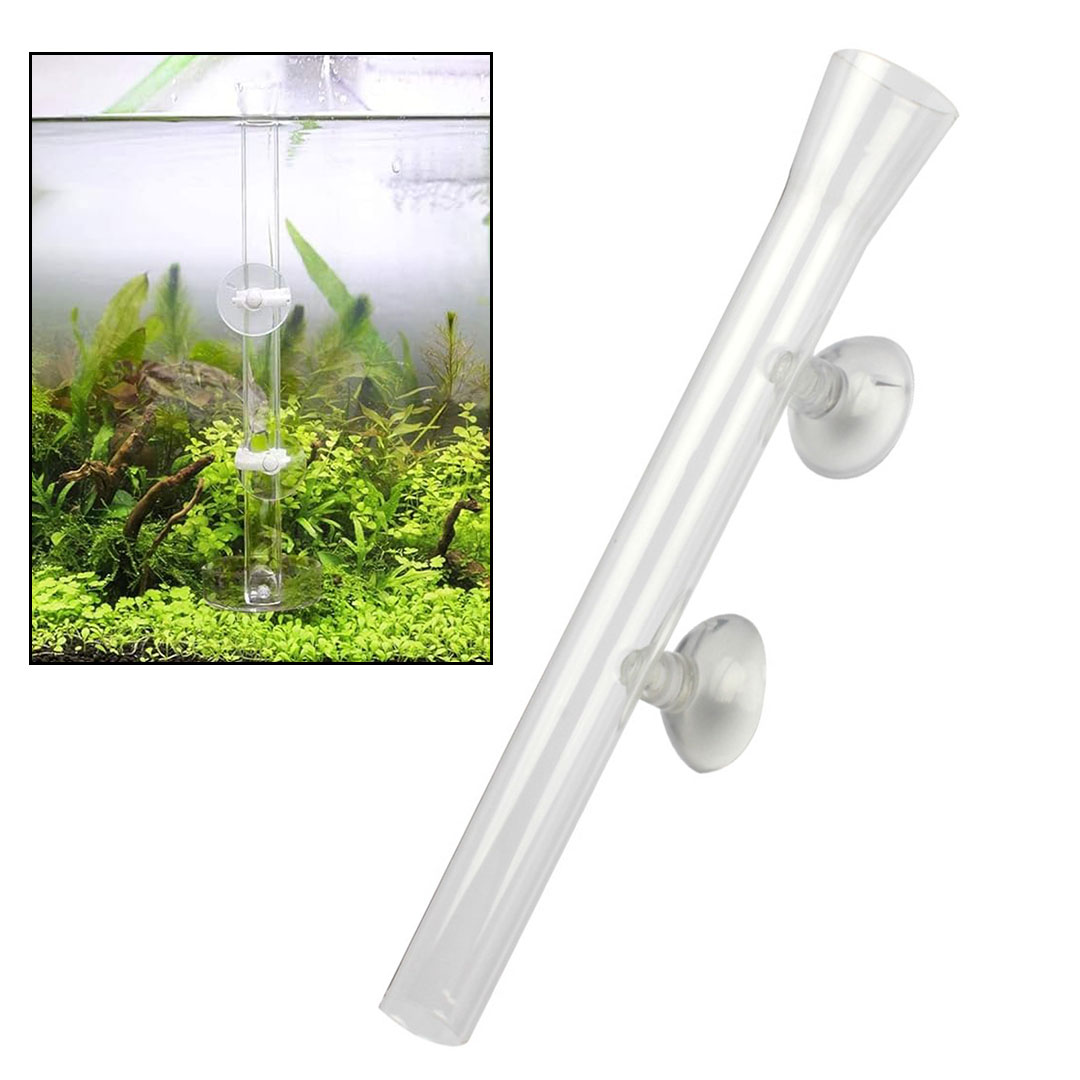 انبوب زجاجي مع صحن لتنظيم طعام اسماك الزينة