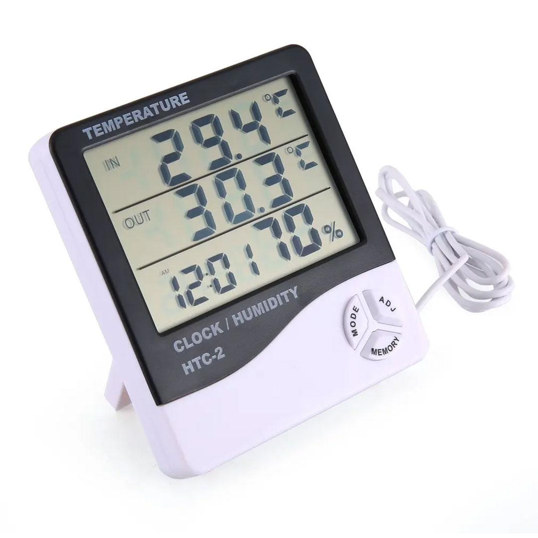 ساعة و ميزان حرارة و رطوبة لاحواض السمك و الغرف