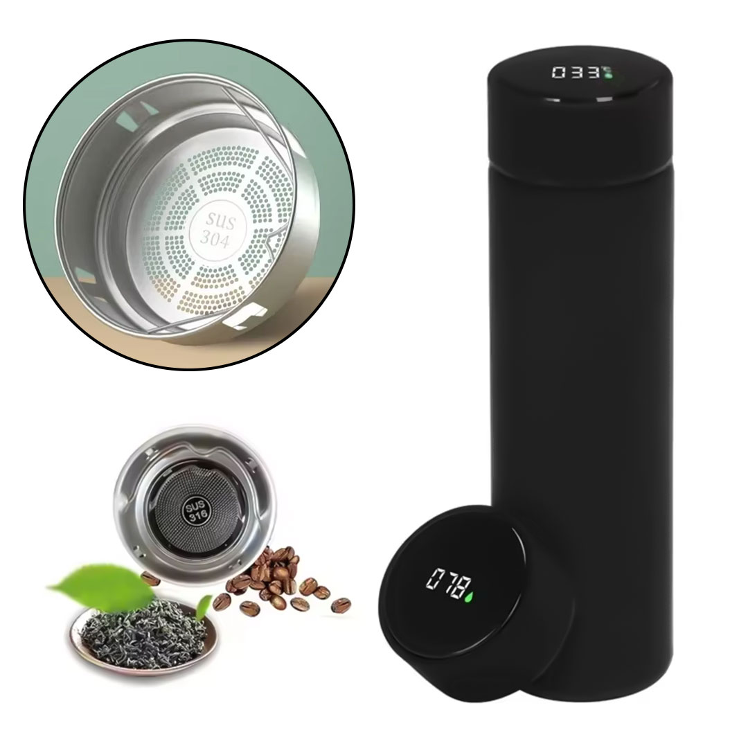 كوب حافظ للحرارة مع ميزان حرارة على الغطاء 500مل