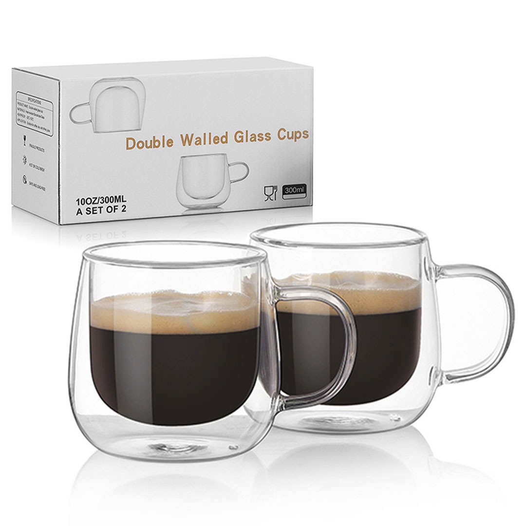 طقم كوبين دبل زجاجي حجم - 300مل