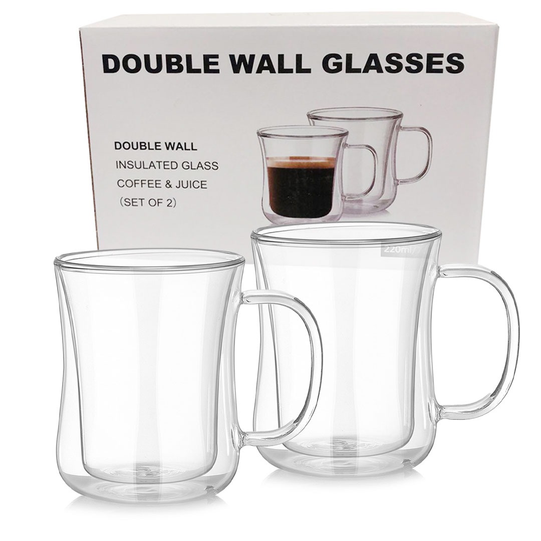 طقم كوبين زجاجي حجم - 220 مل 