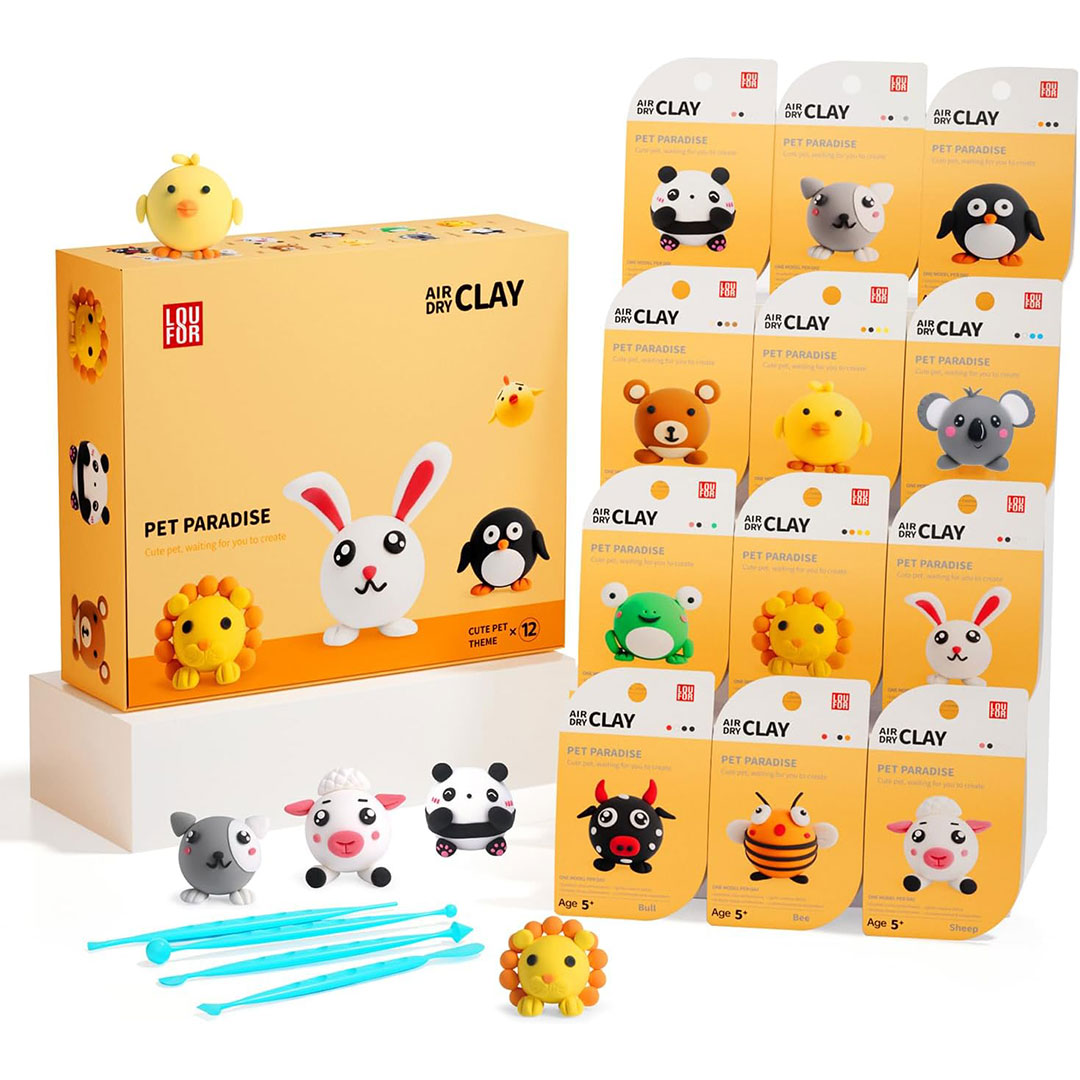 مجموعة من 12 حبة صلصال تشكيلي يجف بالهواء pet paradise 