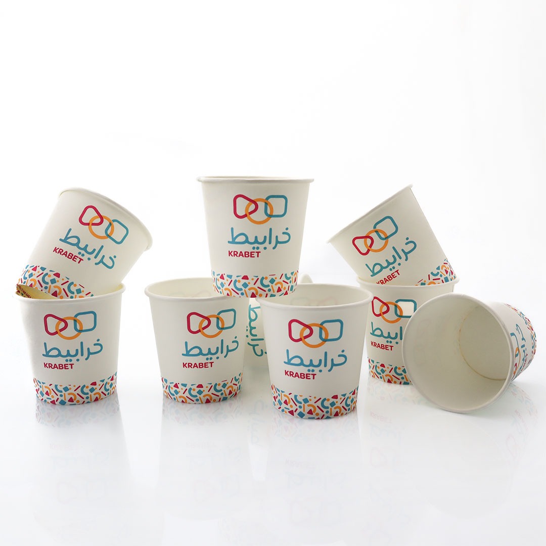 كوب كرتون بشعار متجر خرابيط مقاس 120 مل عدد 50 حبة -KR070219