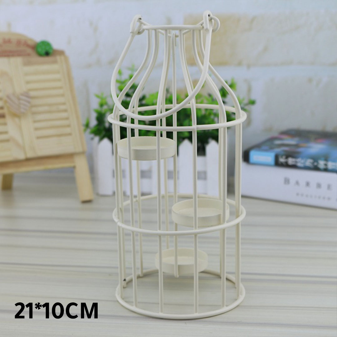 قاعدة حامل شموع على شكل قفص ابيض-KR130314
