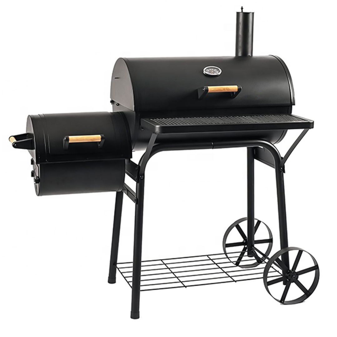 2035 GRILL WITH TIRES WITH SIDE MEAT SMOKER BOX