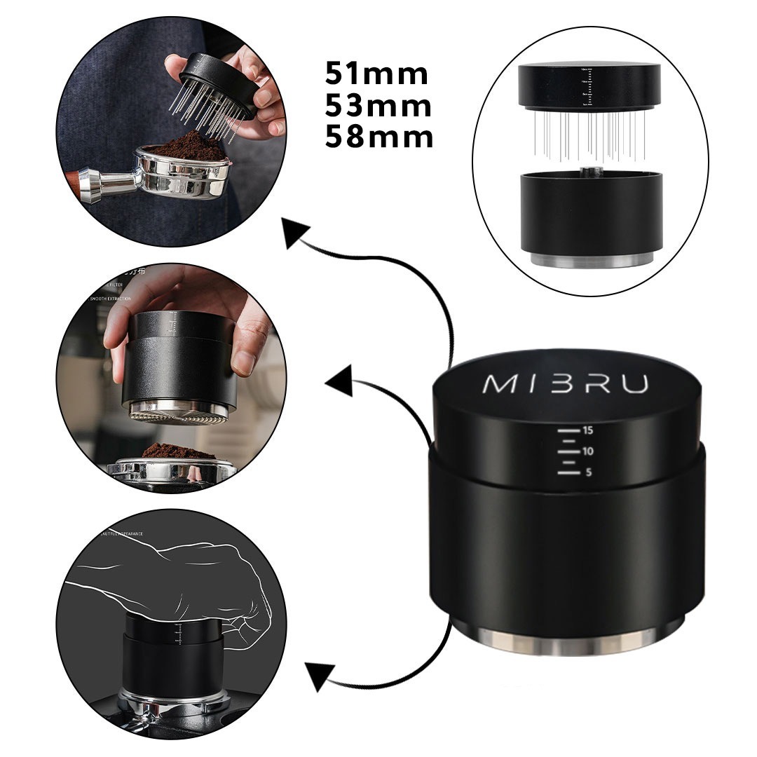 Coffee leveled ripple tamper with needle distributer 