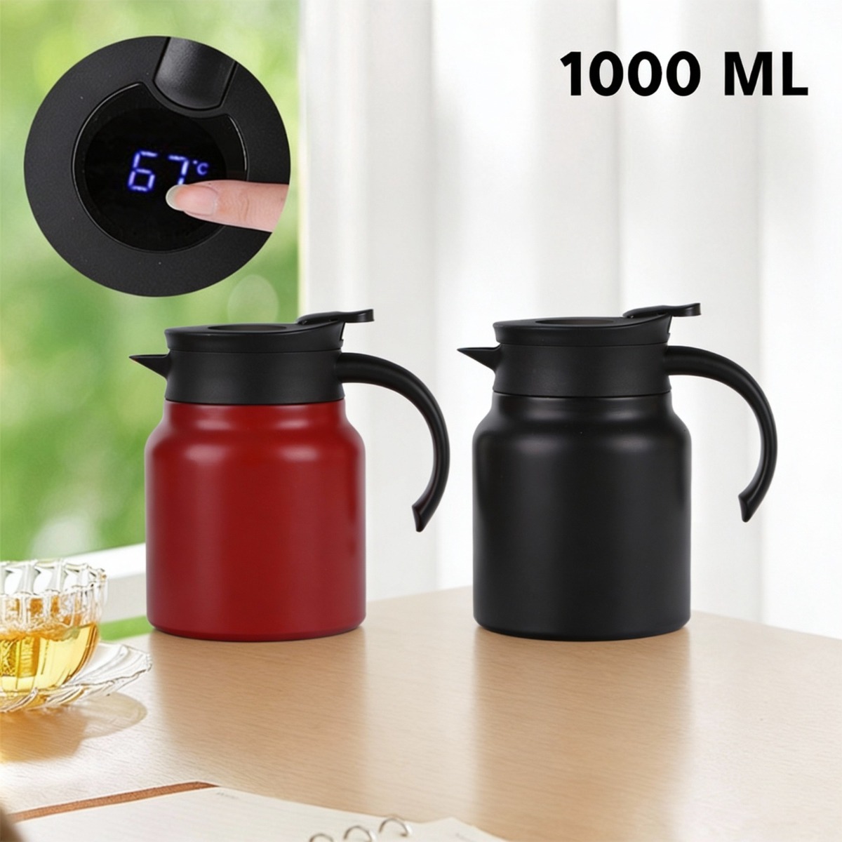 Thermal vaccum jug SS304 1000ml with strain multi color